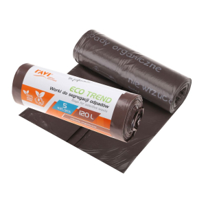 Worki Eco Trend 120L brązowe na odpady organiczne 5 sztuk RAVI